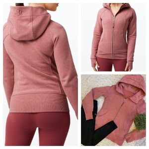 Lululemon Scuba Hoodie IV Sweatshirt Heathered Cherry Tint Pink Thumbholes Zip